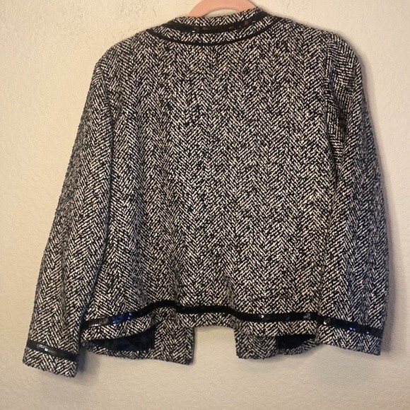 Cynthia Rowley wool blazer jacket sequin herringbone coat country club L - Picture 8 of 13